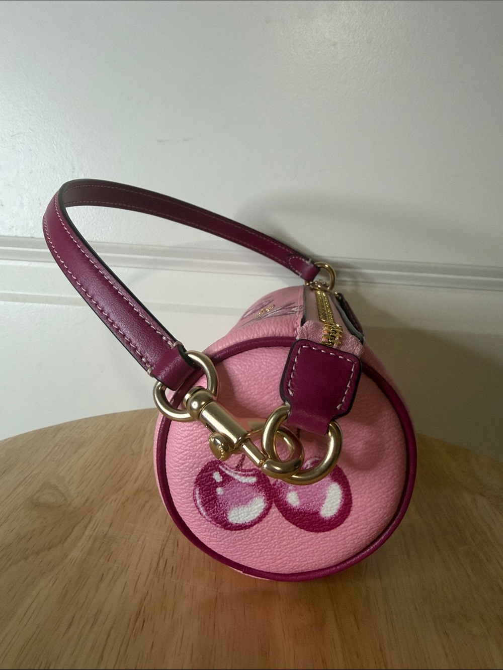 Coach Pink Cherry Barrel Mini Bag with Magenta Trim - Picture 5 of 9